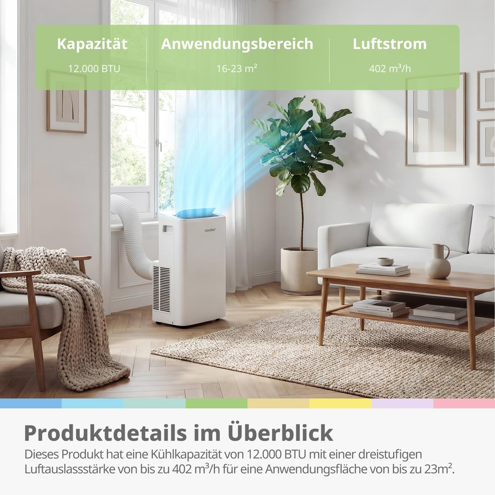 Comfee Mobiles Klimagerät Breezy Cool Pro 2.6,9000 BTU 2,6kW